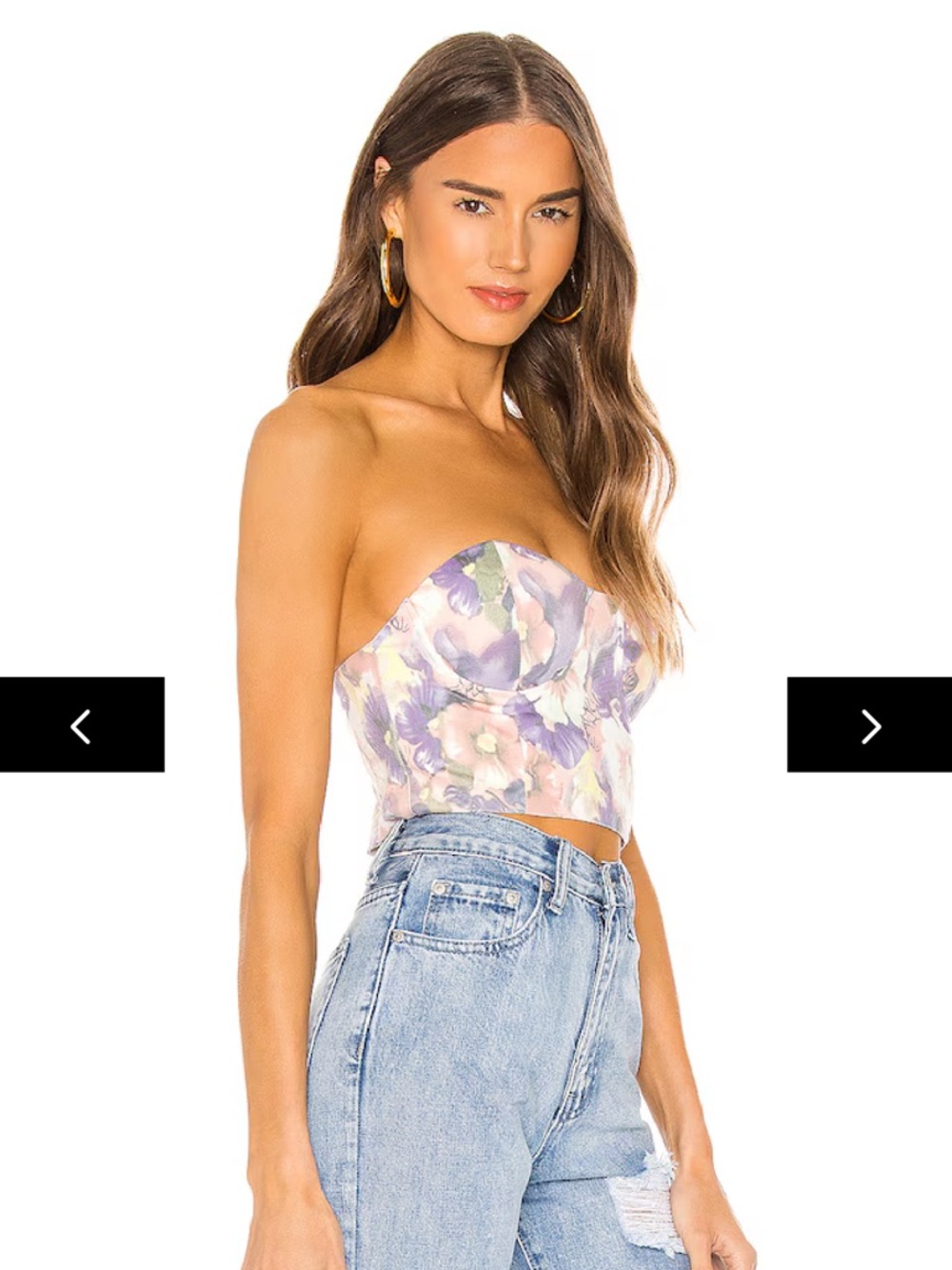 Revolve Strapless Floral Bustier Top - Lavender Pink - Picture 2 of 10